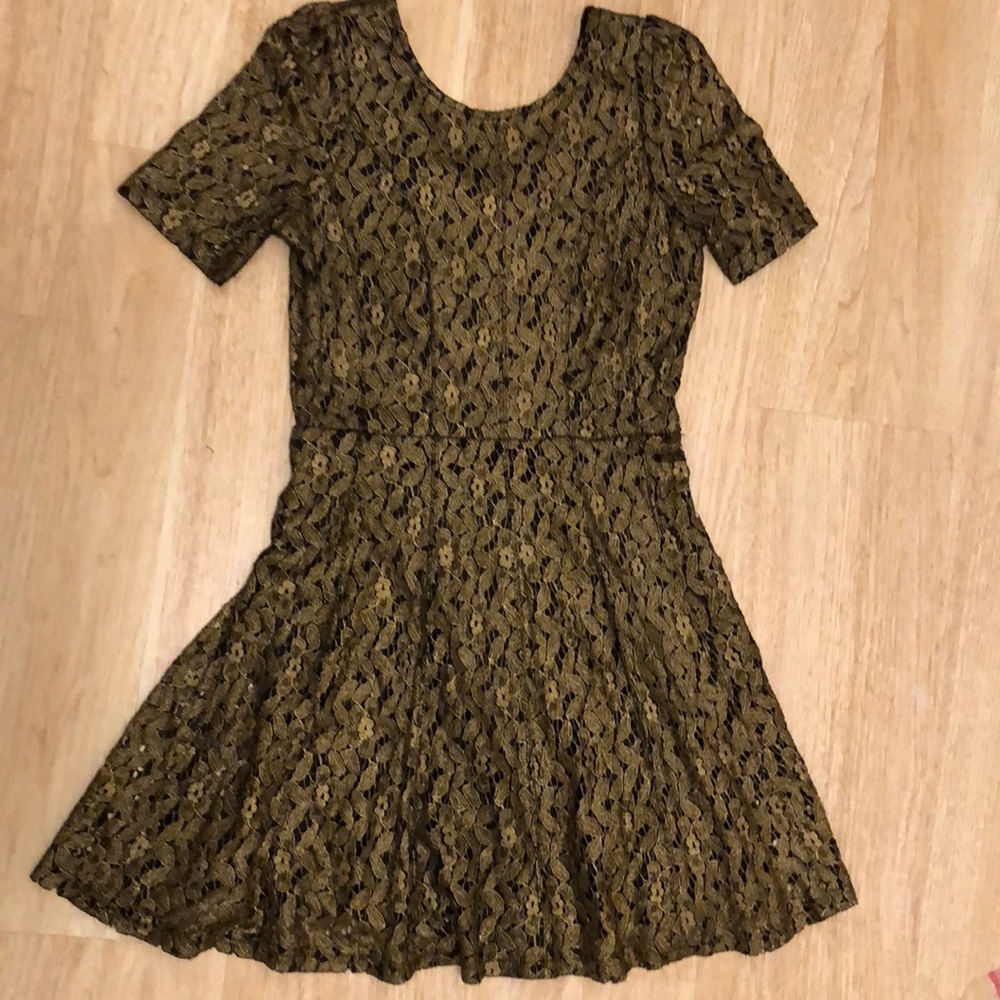 Black and Gold lace steam punk dress S